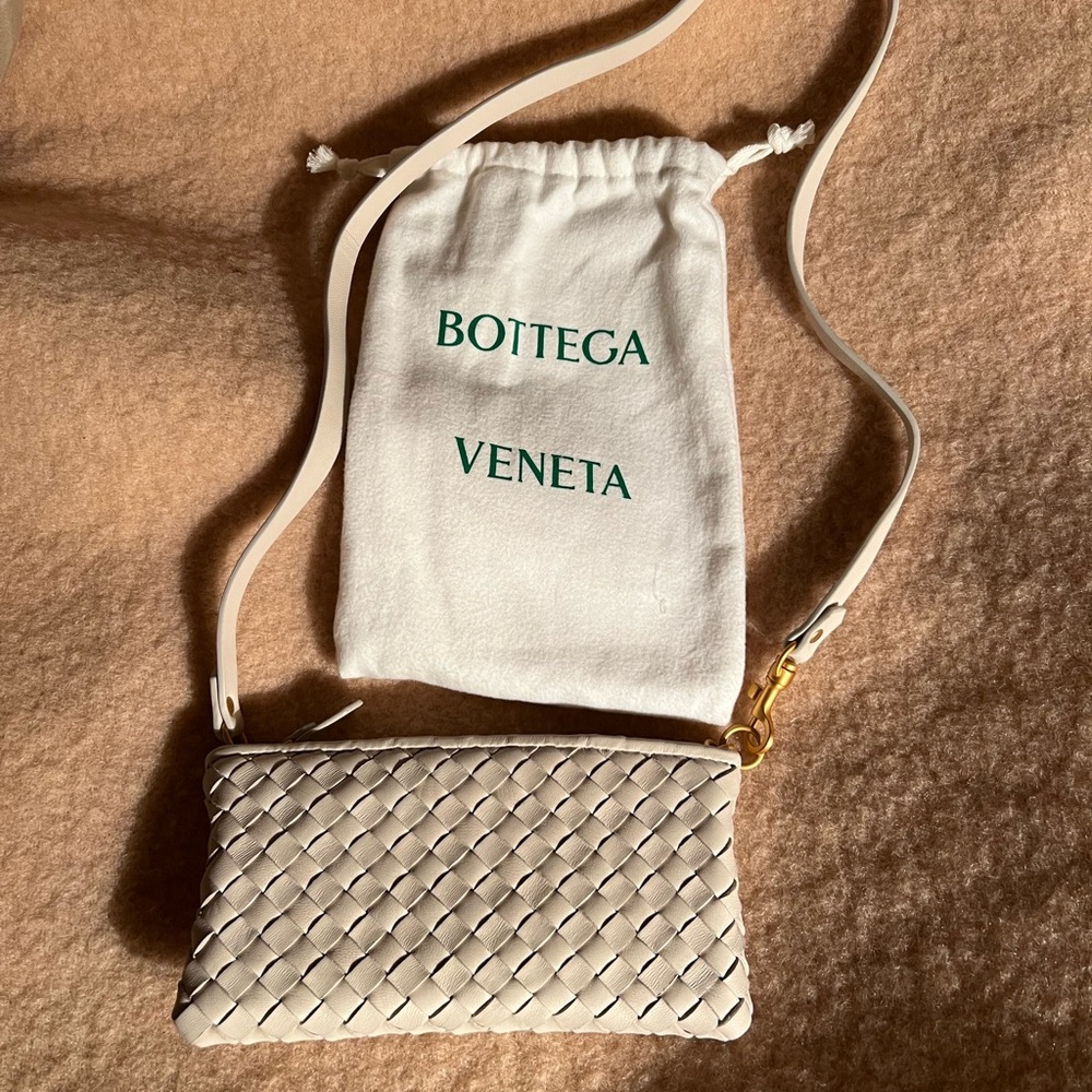 Bottega Veneta Cream Woven Clutch